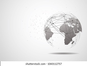 Global network connection. World map point and line composition concept of global business. Vector Illustration