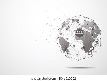 Global network connection. World map point and line composition concept of global business. Vector Illustration