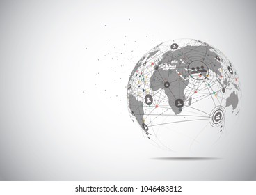 Global network connection. World map point and line composition concept of global business. Vector Illustration