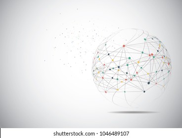 Global network connection. World map point and line composition concept of global business. Vector Illustration