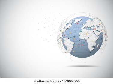 Global network connection. World map point and line composition concept of global business. Vector Illustration