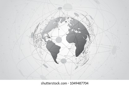 Global network connection World map abstract technology background global business innovation concept