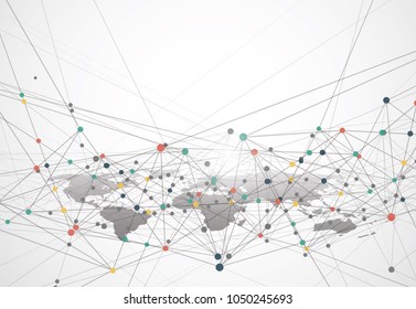 Global network connection. World map point and line composition concept of global business. Vector Illustration