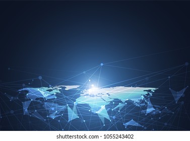 Global network connection. World map point and line composition concept of global business. Vector Illustration