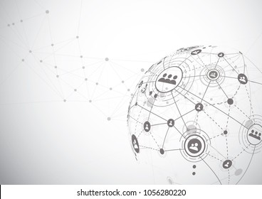 Globale Netzwerkverbindung. Weltkarte Punkt-und Linie-Kompositionskonzept für globales Geschäft. Vektorgrafik