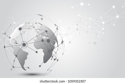 Global network connection World map abstract technology background global business innovation concept
