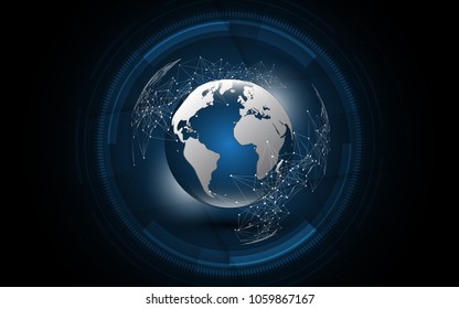 Global network connection World map abstract technology background global business innovation concept
