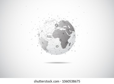 Global network connection. World map point and line composition concept of global business. Vector Illustration