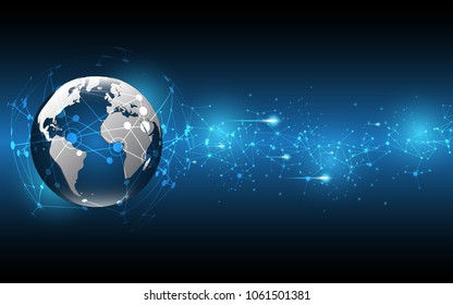 Global network connection World map abstract technology background global business innovation concept
