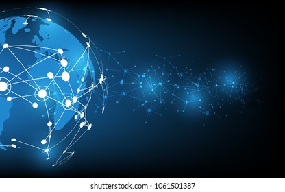 Global network connection World map abstract technology background global business innovation concept
