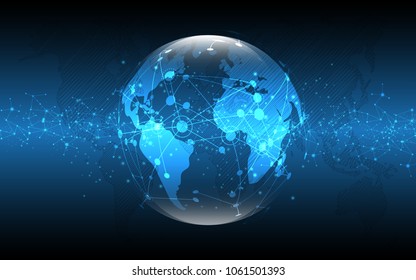 Global network connection World map abstract technology background global business innovation concept
