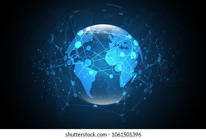 Global network connection World map abstract technology background global business innovation concept
