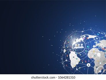 Global network connection. World map point and line composition concept of global business. Vector Illustration