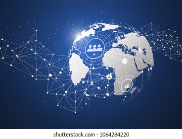 Global network connection. World map point and line composition concept of global business. Vector Illustration