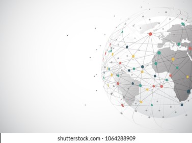 Global network connection. World map point and line composition concept of global business. Vector Illustration