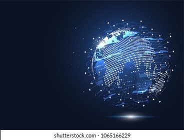 Global network connection. World map point and line composition concept of global business. Vector Illustration