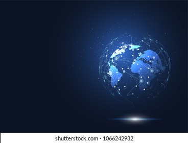 Global network connection. World map point and line composition concept of global business. Vector Illustration