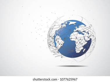 Global network connection. World map point and line composition concept of global business. Vector Illustration