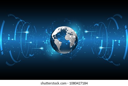Global network connection World map abstract technology background global business innovation concept
