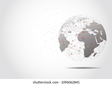 Global network connection. World map point and line composition concept of global business. Vector Illustration