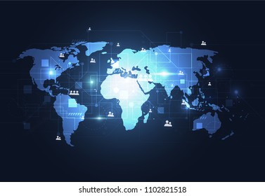 Global network connection. World map point and line composition concept of global business. Vector Illustration