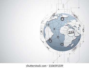 Global network connection. World map point and line composition concept of global business. Vector Illustration