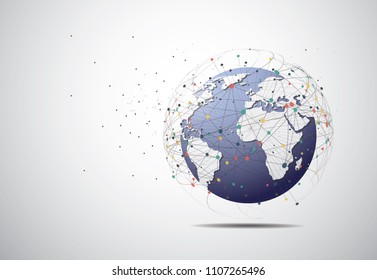 Global network connection. World map point and line composition concept of global business. Vector Illustration