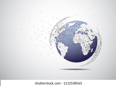 Global network connection. World map point and line composition concept of global business. Vector Illustration