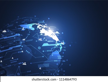 Global network connection. World map point and line composition concept of global business. Vector Illustration