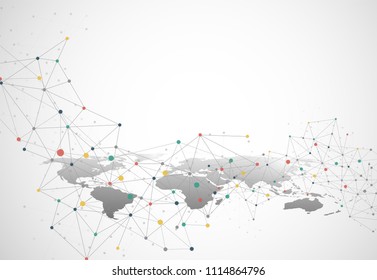 Global network connection. World map point and line composition concept of global business. Vector Illustration