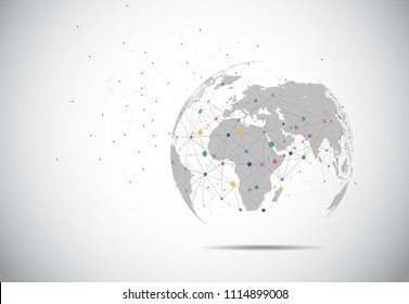 Global network connection. World map point and line composition concept of global business. Vector Illustration