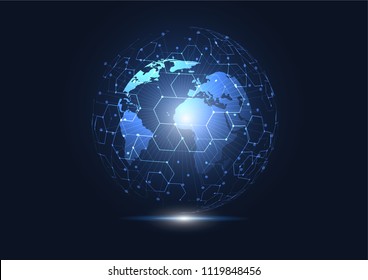 Global network connection. World map point and line composition concept of global business. Vector Illustration