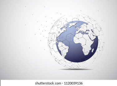 Global network connection. World map point and line composition concept of global business. Vector Illustration