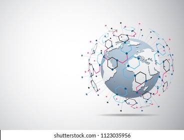 Global network connection. World map point and line composition concept of global business. Vector Illustration