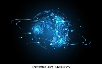 Global network connection World map abstract technology background global business innovation concept
