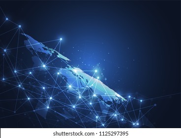 Global network connection. World map point and line composition concept of global business. Vector Illustration