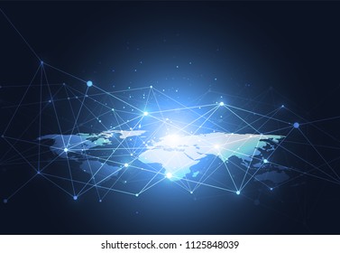 Global network connection. World map point and line composition concept of global business. Vector Illustration