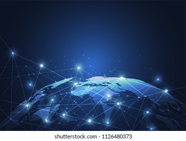 Global network connection. World map point and line composition concept of global business. Vector Illustration