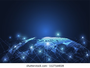 Global network connection. World map point and line composition concept of global business. Vector Illustration