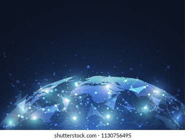 Global network connection. World map point and line composition concept of global business. Vector Illustration