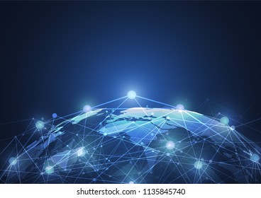 Global network connection. World map point and line composition concept of global business. Vector Illustration