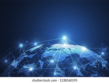 Global network connection. World map point and line composition concept of global business. Vector Illustration Global network connection. World map point and line composition concept of global business. Vector Illustration