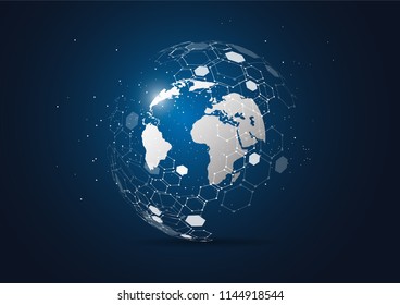 Global network connection. World map point and line composition concept of global business. Vector Illustration
