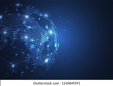 Global network connection. World map point and line composition concept of global business. Vector Illustration