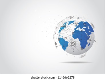 Global network connection. World map point and line composition concept of global business. Vector Illustration