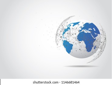 Global network connection. World map point and line composition concept of global business. Vector Illustration