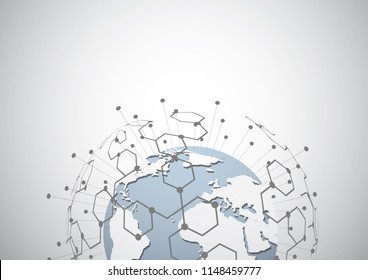 Global network connection. World map point and line composition concept of global business. Vector Illustration