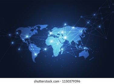 Global network connection. World map point and line composition concept of global business. Vector Illustration