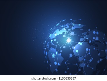 Global network connection. World map point and line composition concept of global business. Vector Illustration