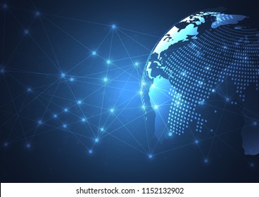 Global network connection. World map point and line composition concept of global business. Vector Illustration